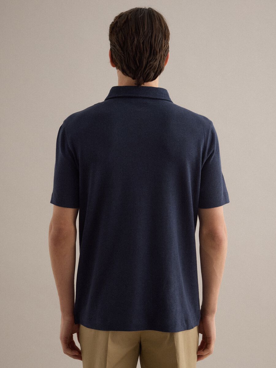 Blue linen and cotton blend polo regular fit_2