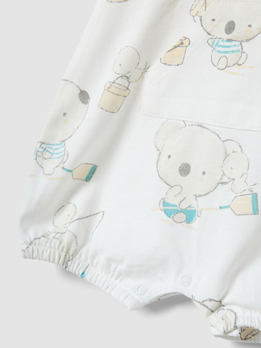 White pure cotton baby romper with prints_3