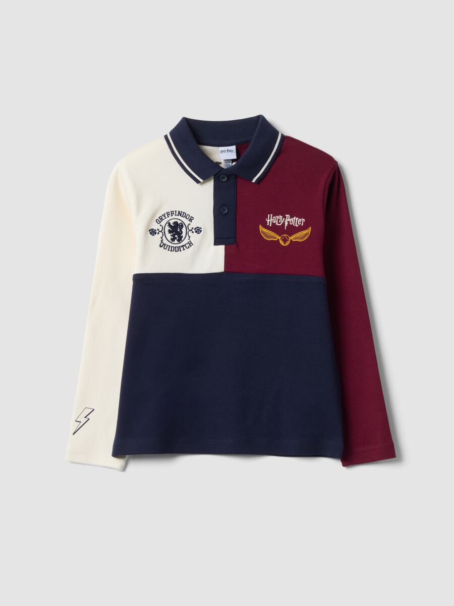 Polo multicolor in puro cotone a maniche lunghe e stampe Harry Potter_0
