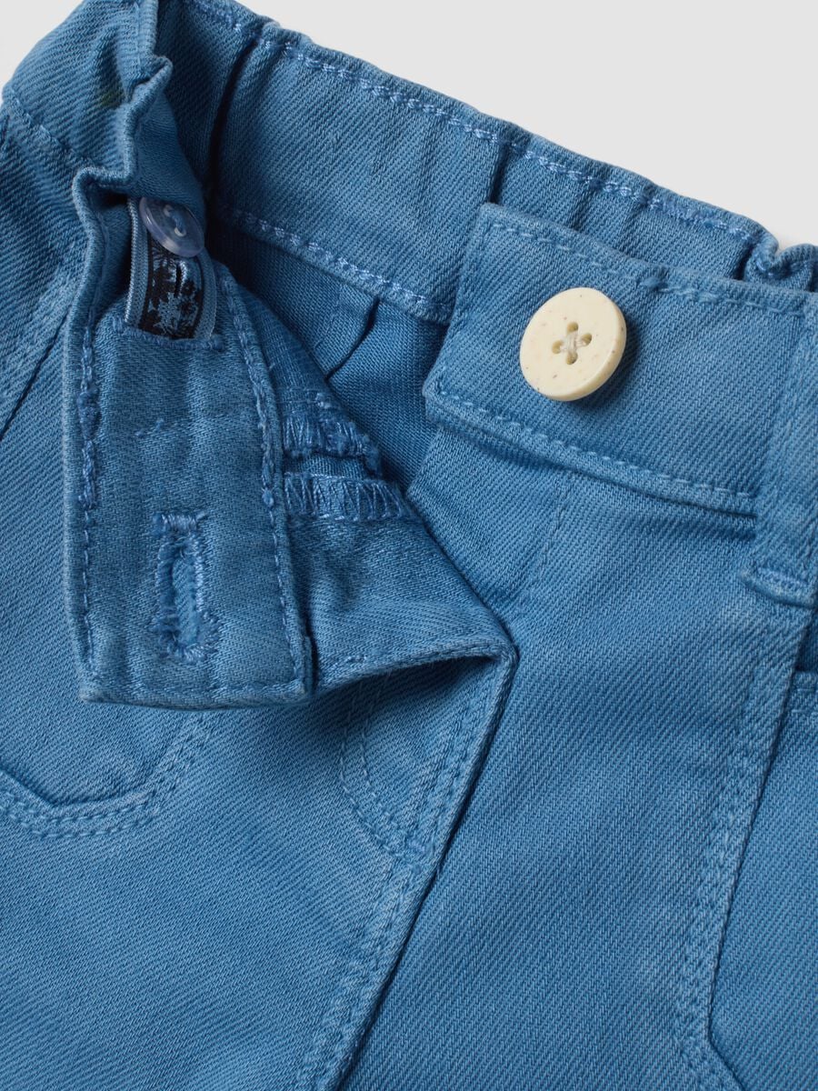 Pantaloni azzurri in cotone elasticizzato straight fit_3