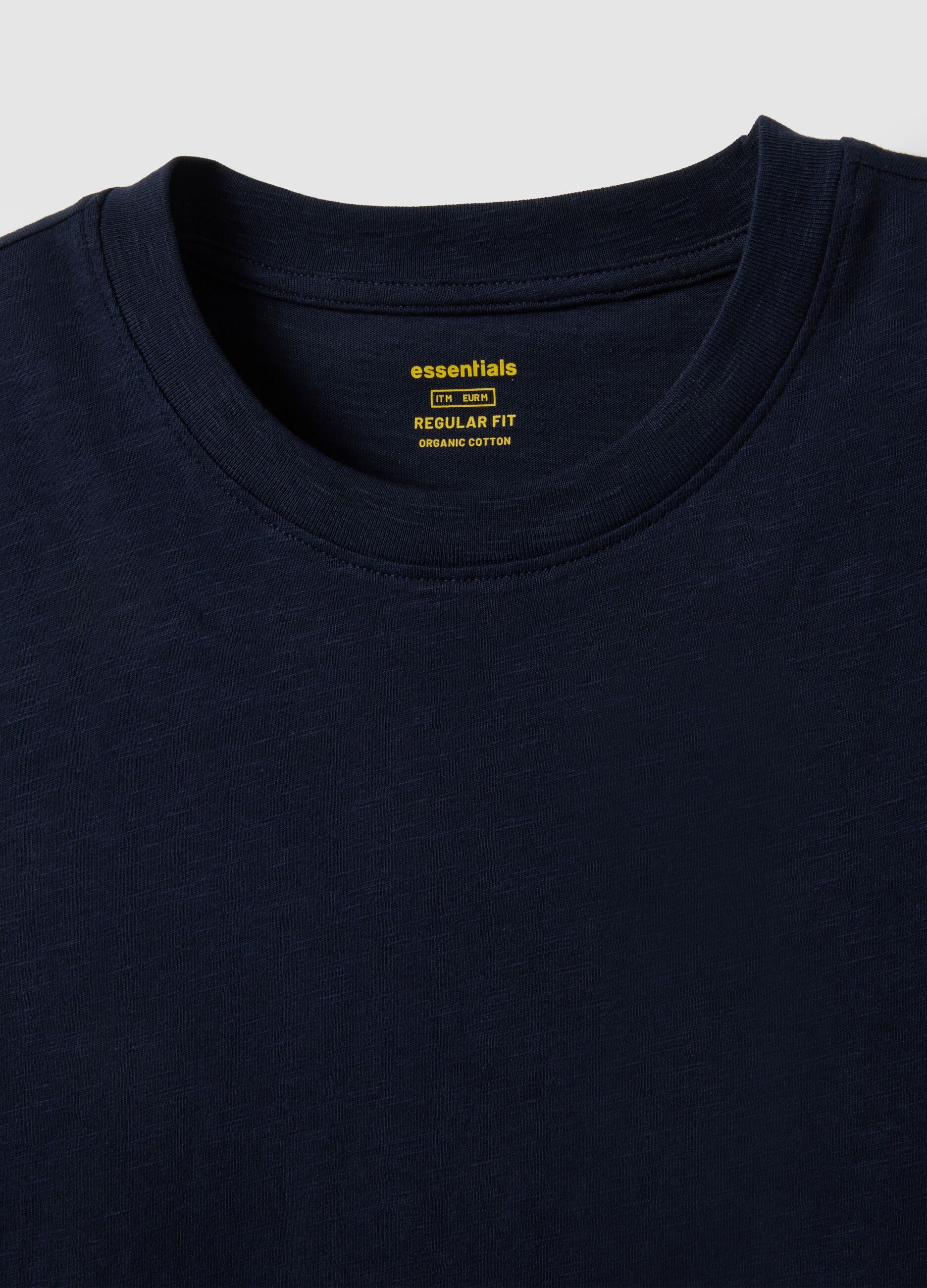 T-shirt azul de algod&atilde;o puro, regular fit