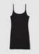 Black fitted ribbed stretch modal dress with straps_4