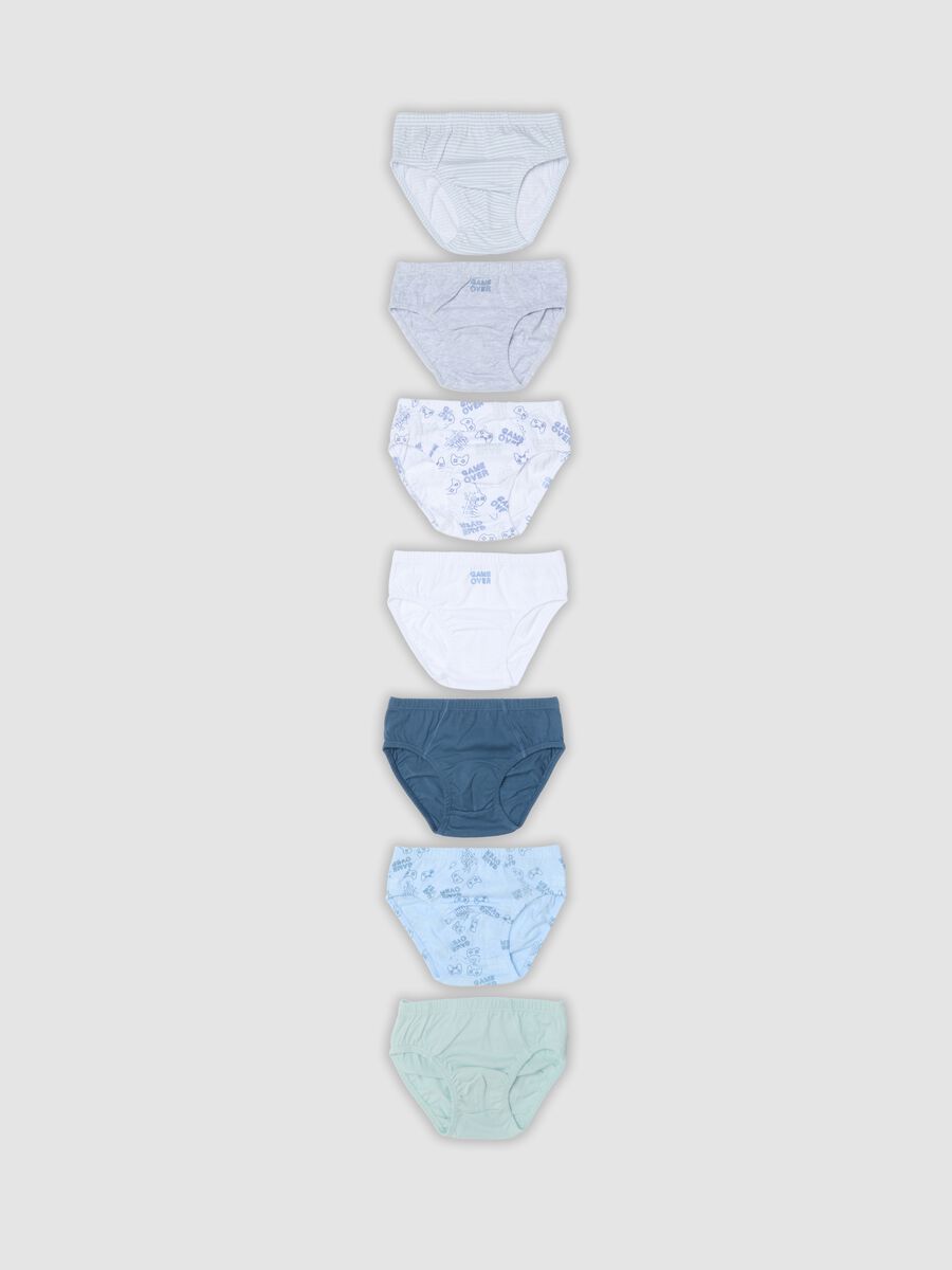 Seven-pack of multicolour videogame-themed briefs in pure organic cotton_0
