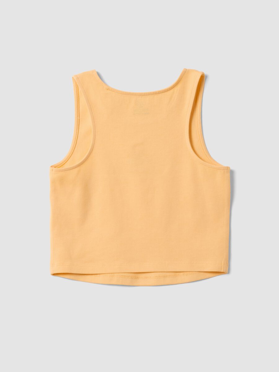 Orange fitted stretch cotton girls&rsquo; vest top with embroidery_4