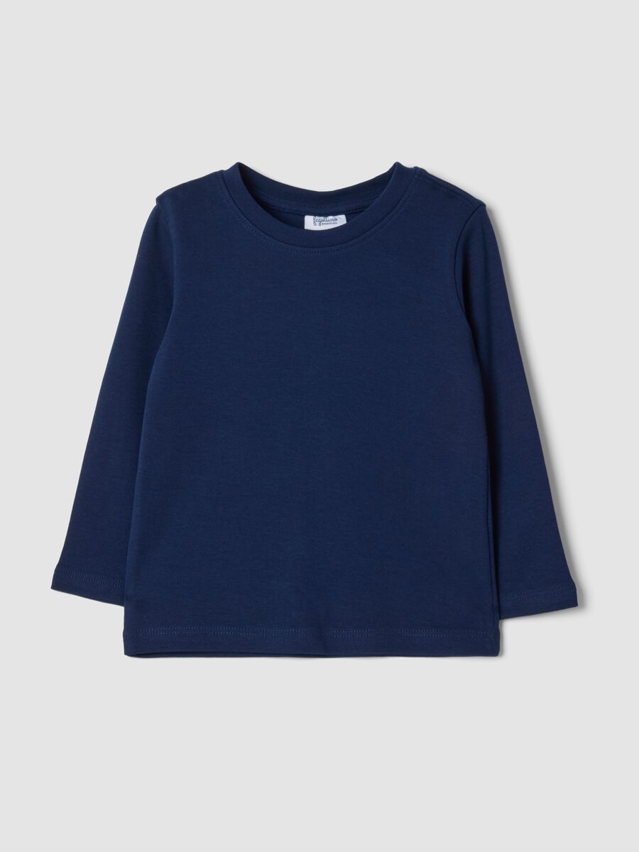 T-shirt azul-marinho em algod&atilde;o org&acirc;nico com gola redonda_0