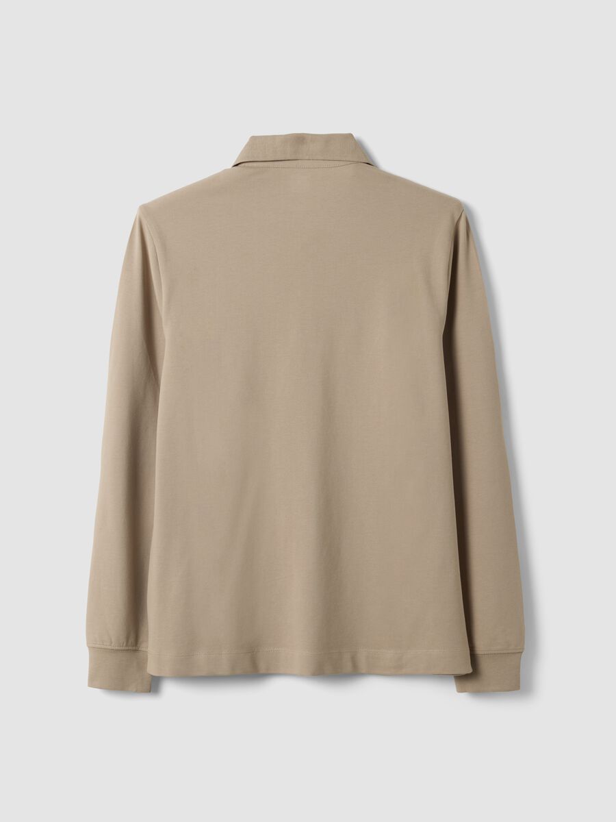 Grey long-sleeve stretch-cotton polo shirt, regular fit_6