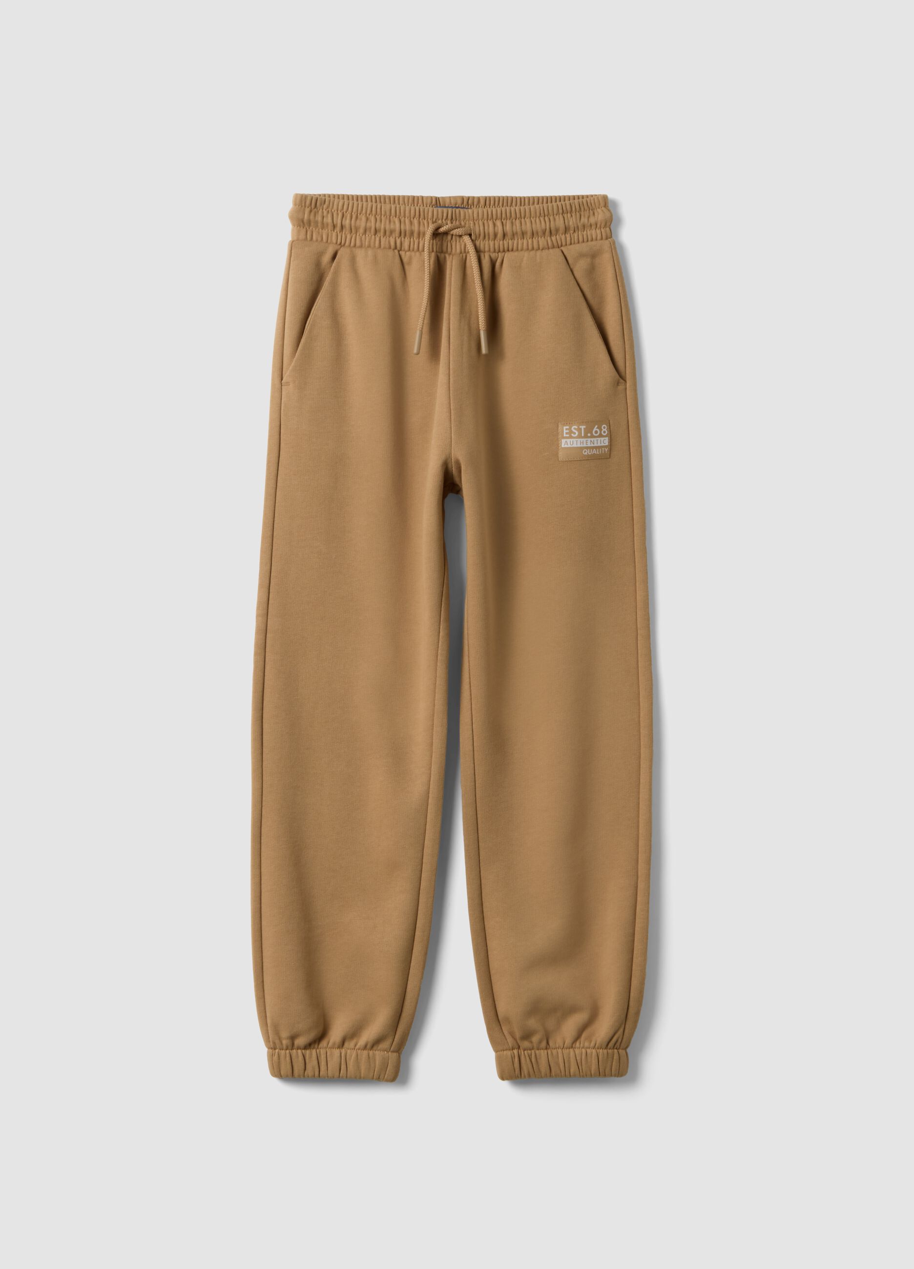 Pantaloni jogger marroni in puro cotone regular fit
