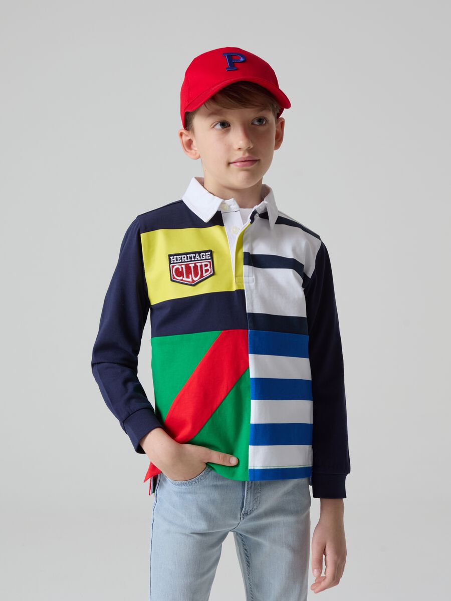 Colourblock polo shirt with patch_0