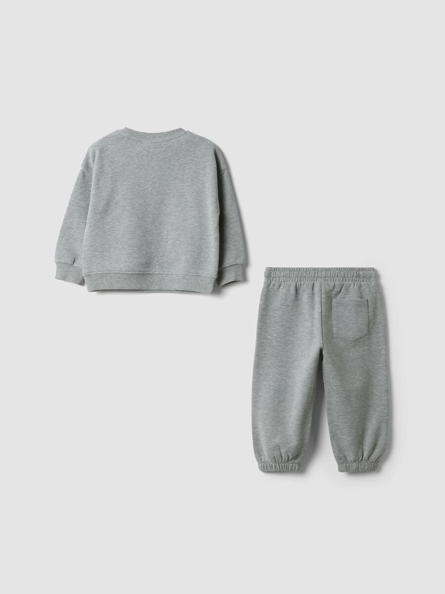Grey marl cotton and viscose jogger set with crew neck_1