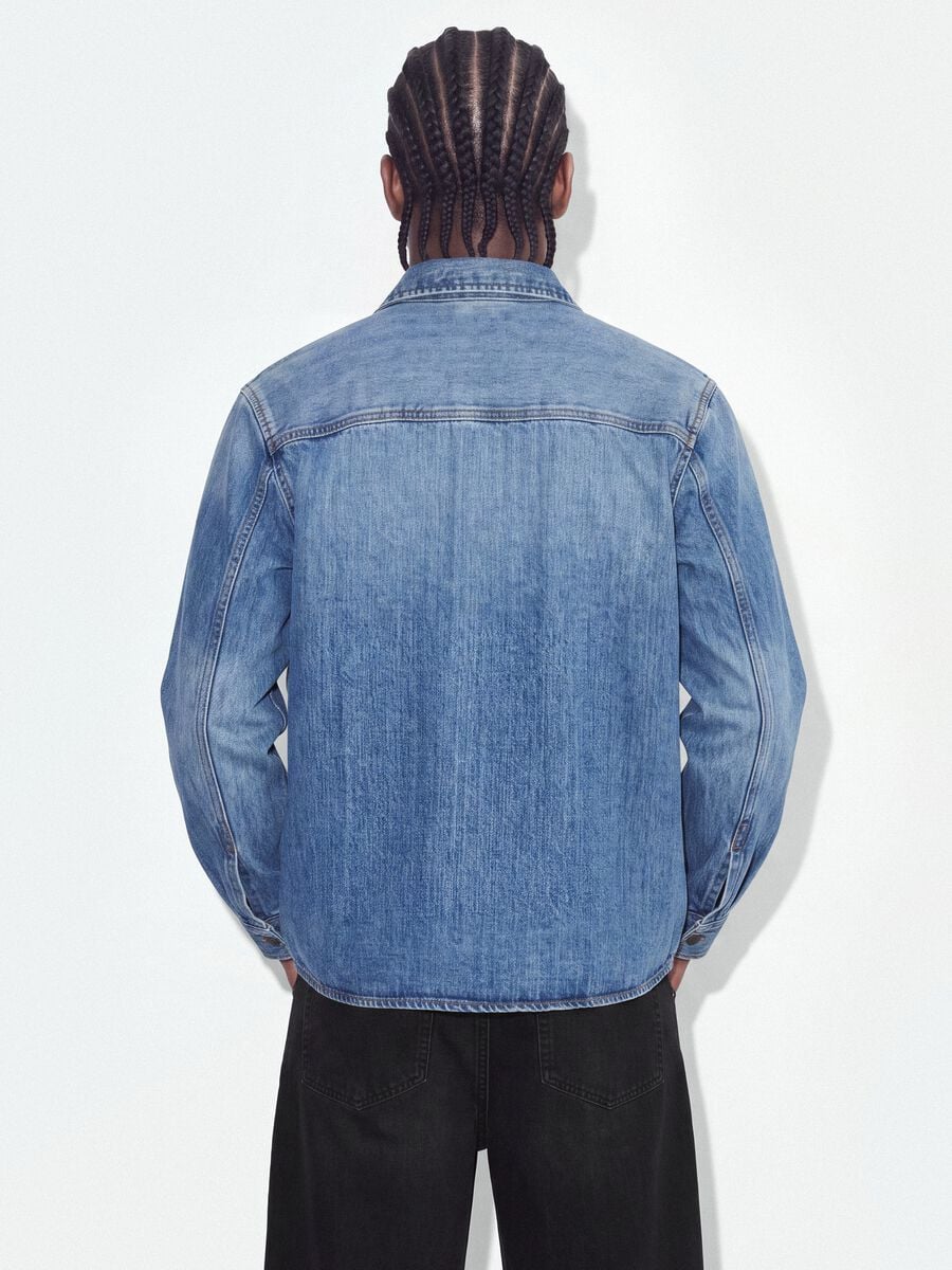 Blue denim shirt in pure cotton, regular fit_3