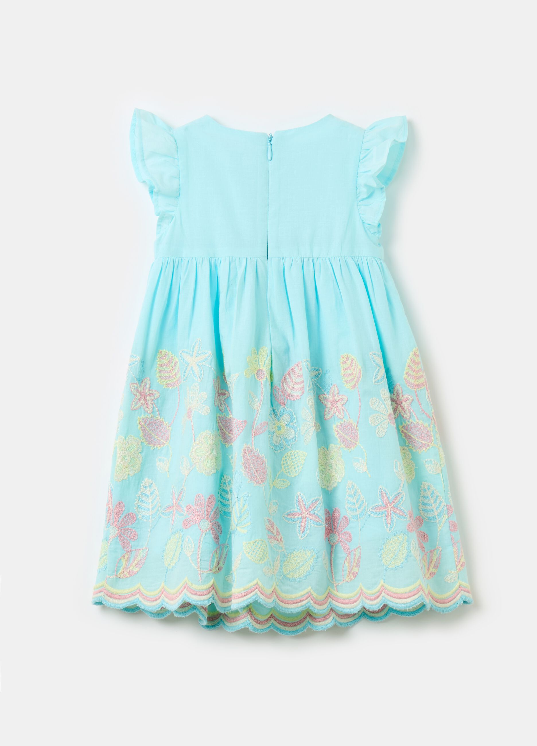Cotton dress with floral embroidery