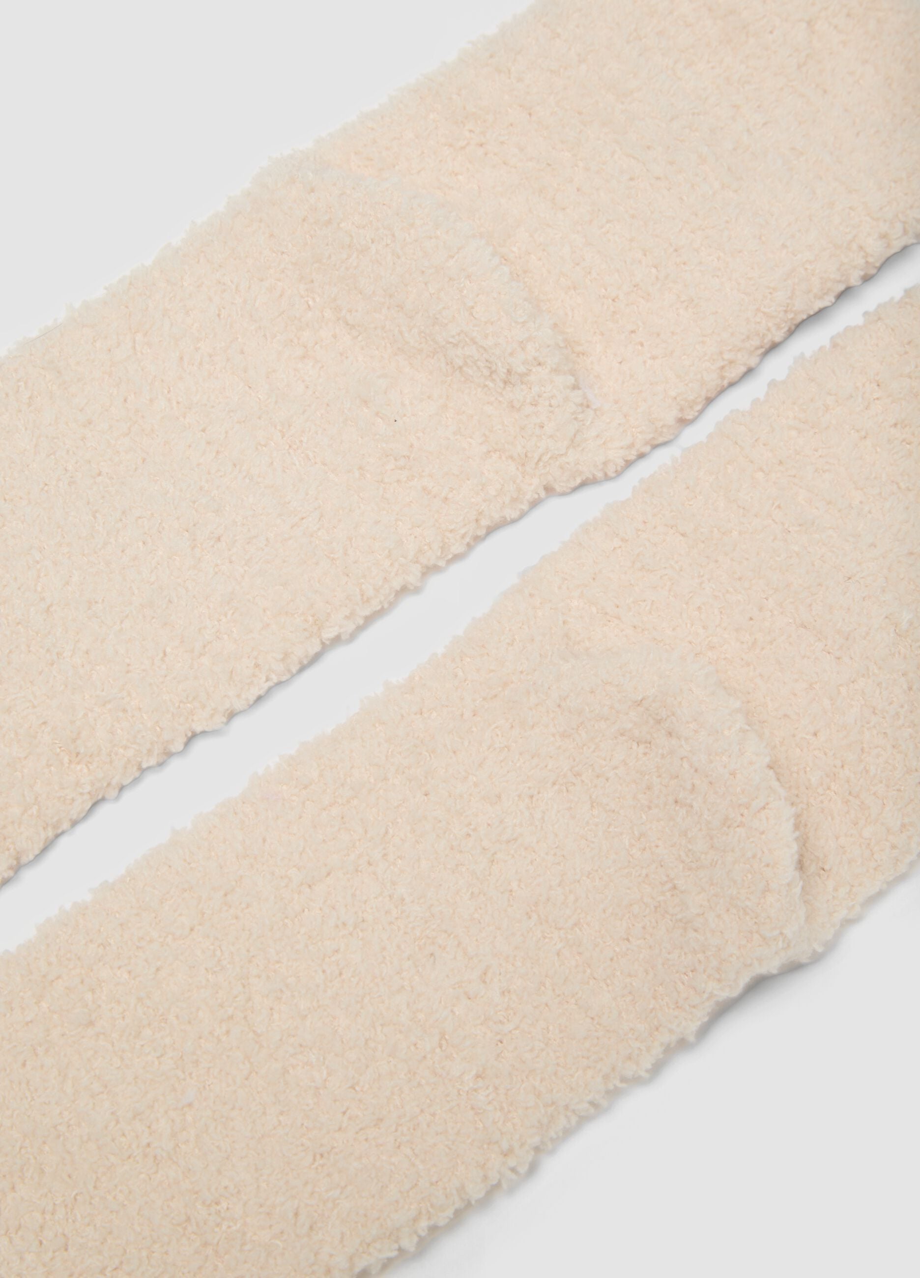 Beige stretch-fabric socks with reindeer motif