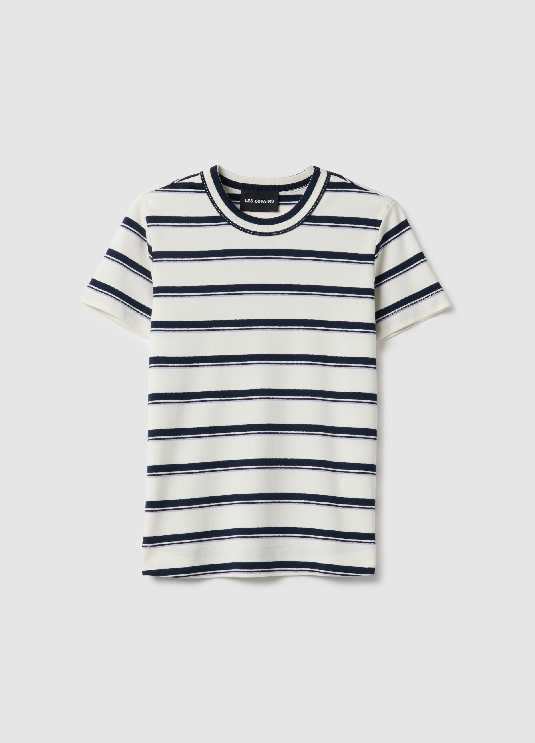Multicolor gestreiftes T-Shirt aus Baumwollmischung, Regular Fit