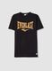 Black pure cotton regular fit T-shirt with Everlast logo_4