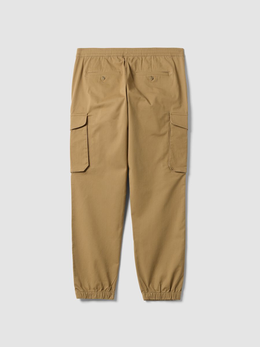Pantaloni cargo marroni in cotone elasticizzato regular fit_7