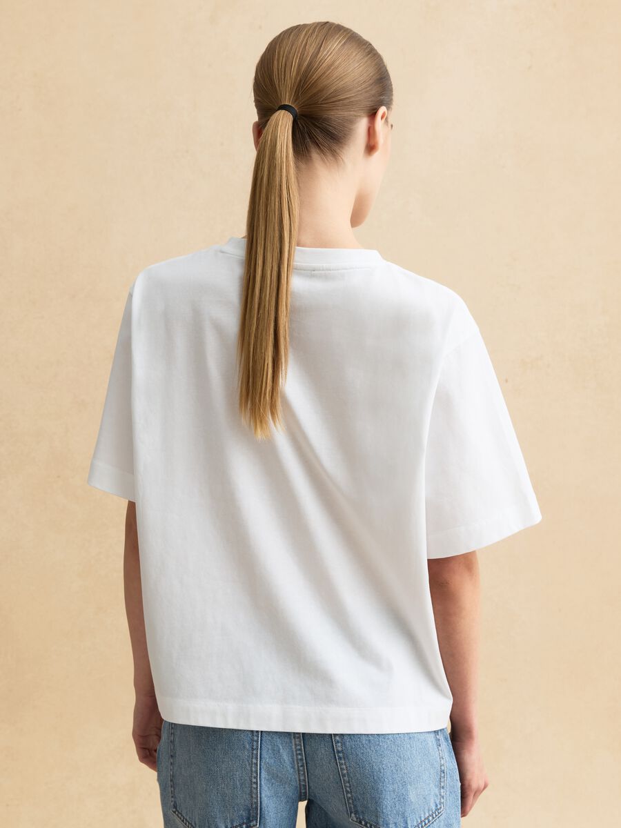 Multicolour pure cotton T-shirt with floral print in regular fit_3