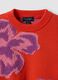 Red pure cotton crew-neck jumper with floral pattern for girls_2