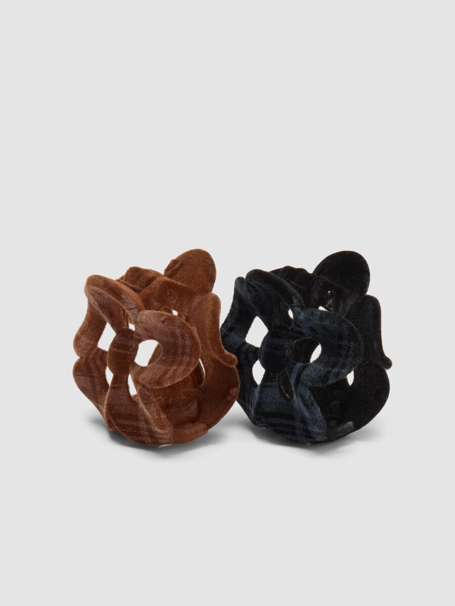 Brown and black floral hair clip set_1