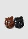 Conjunto de ganchos de cabelo castanho e preto com flor_1