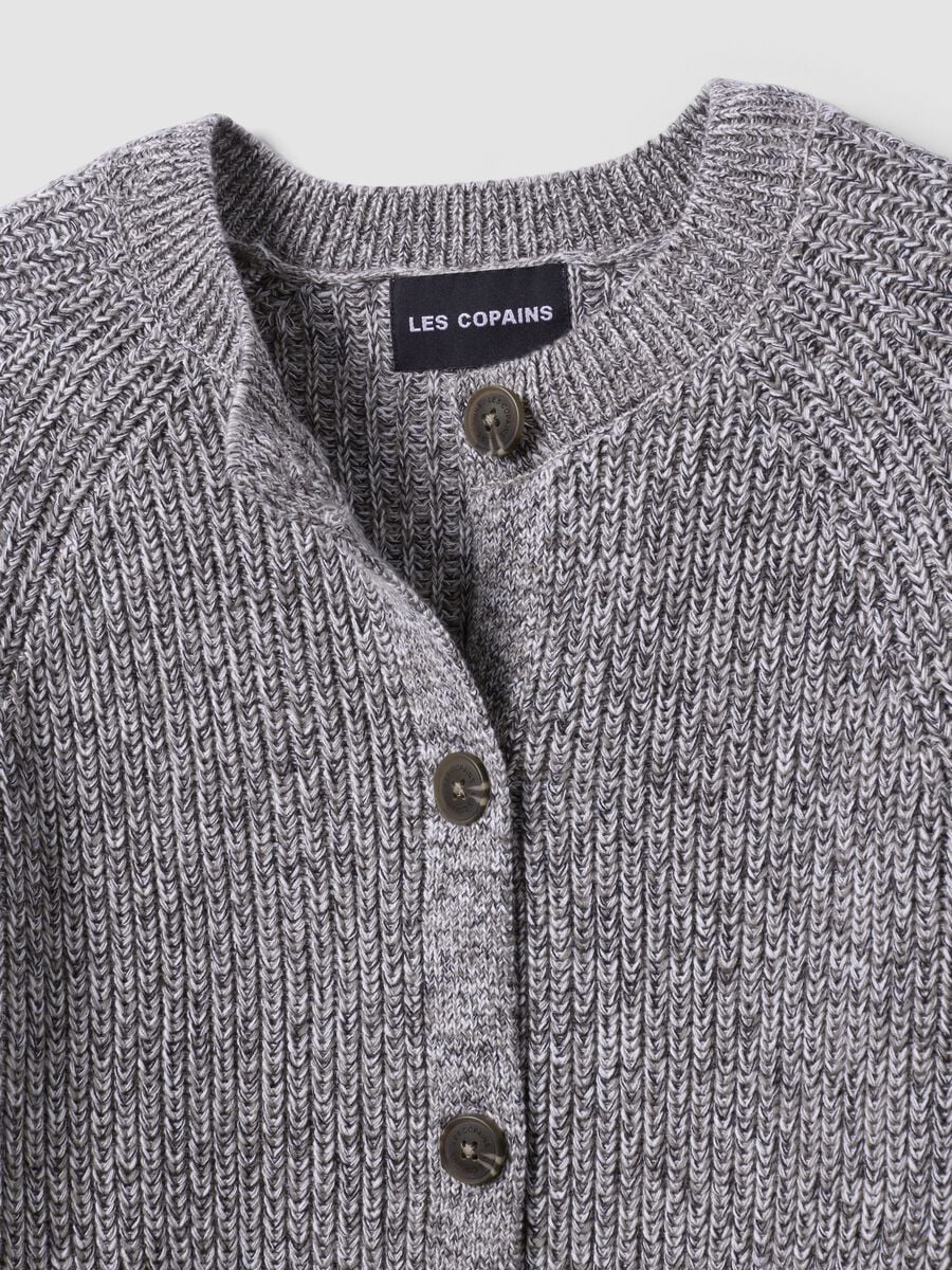 Grey pure cotton knit cardigan in regular fit_2