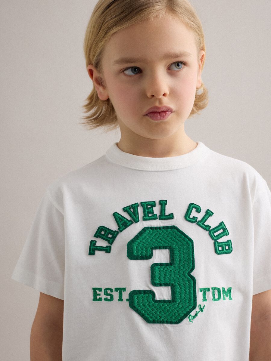 Pure cotton white children's T-shirt regular fit with print_2