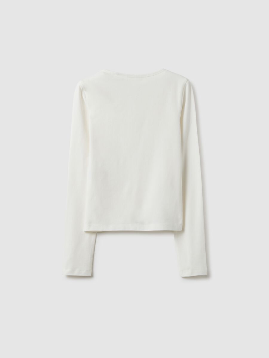 Girls' Slim Fit White Long Sleeve Cotton Blend Top_4