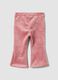 Pantaloni flare rosa in tessuto elasticizzato a costine_1