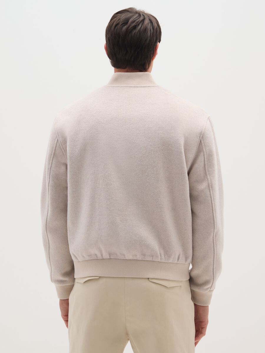 Beige wool blend bomber regular fit with zip_2