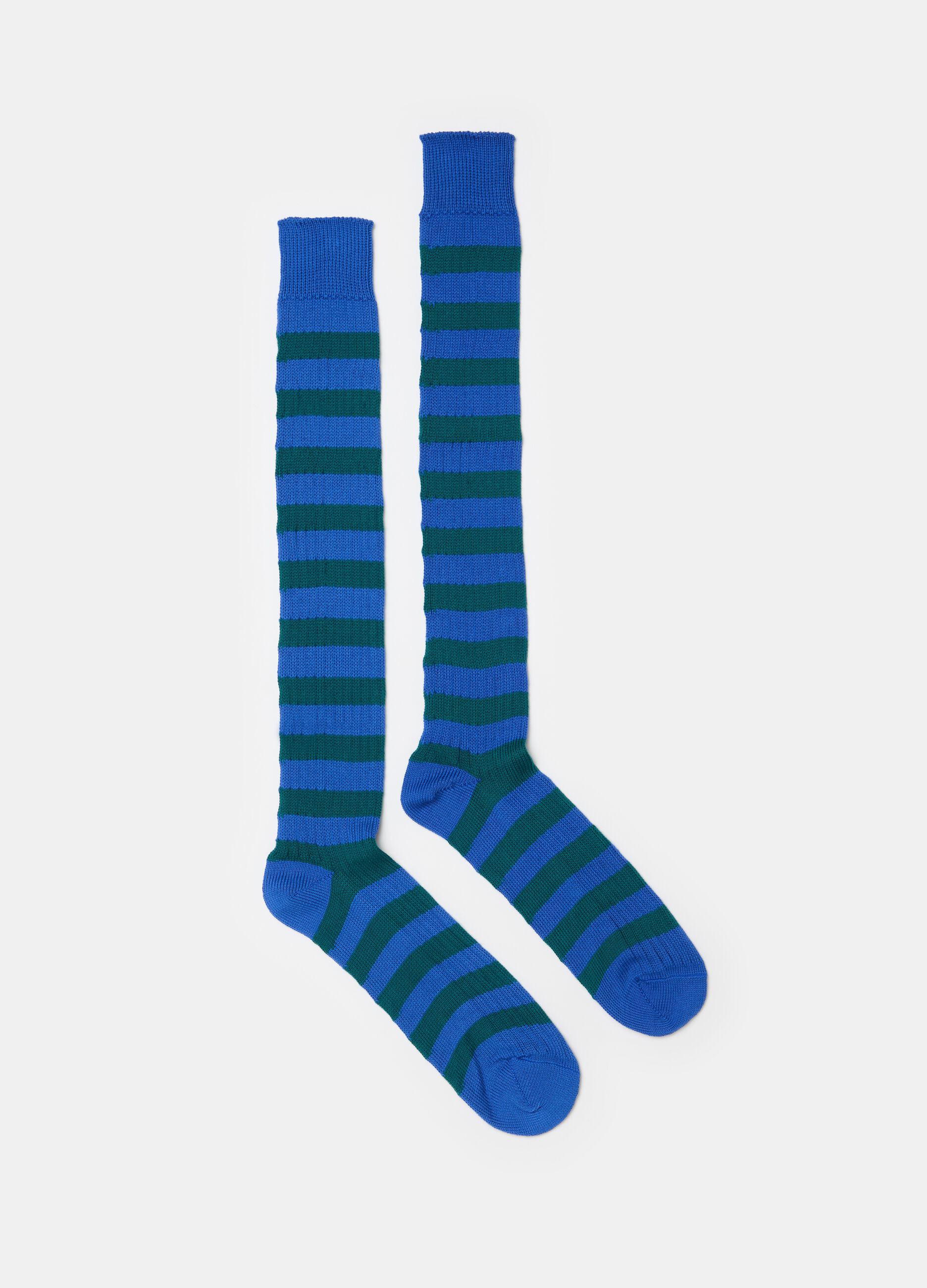 Long socks in striped cotton