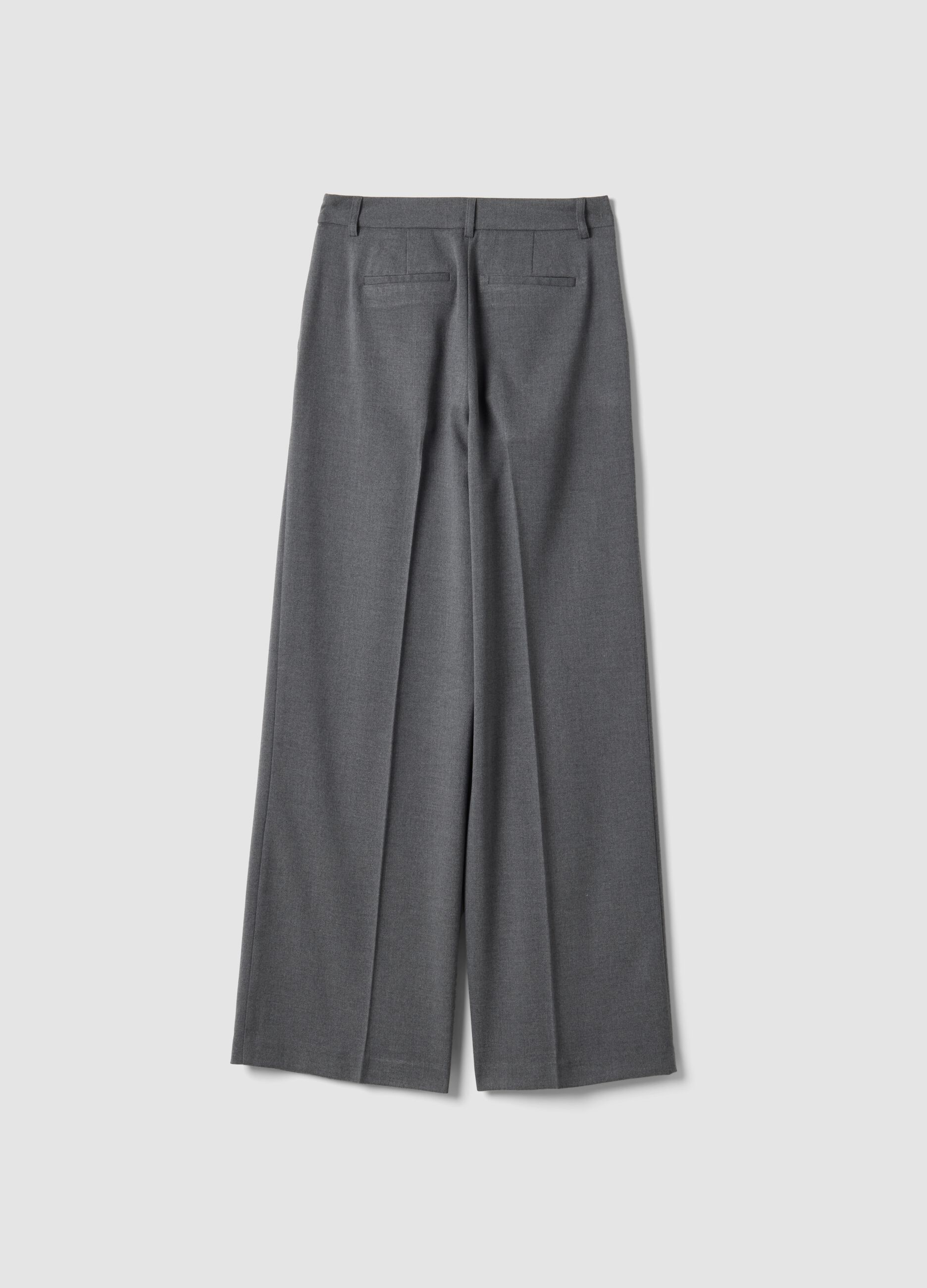 Grey wide-leg formal trousers in stretch viscose