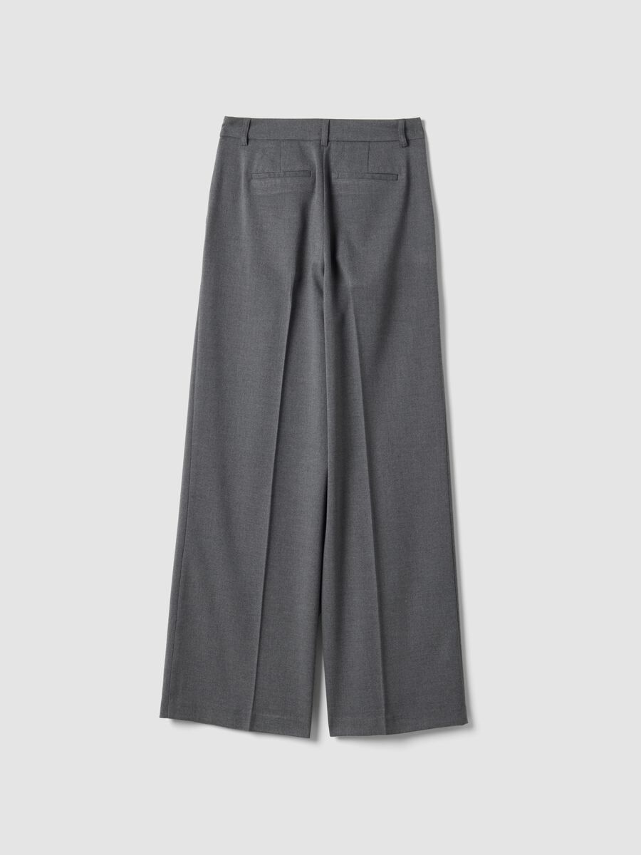 Graue Wide-Leg-Anzughose aus stretchiger Viskose_2