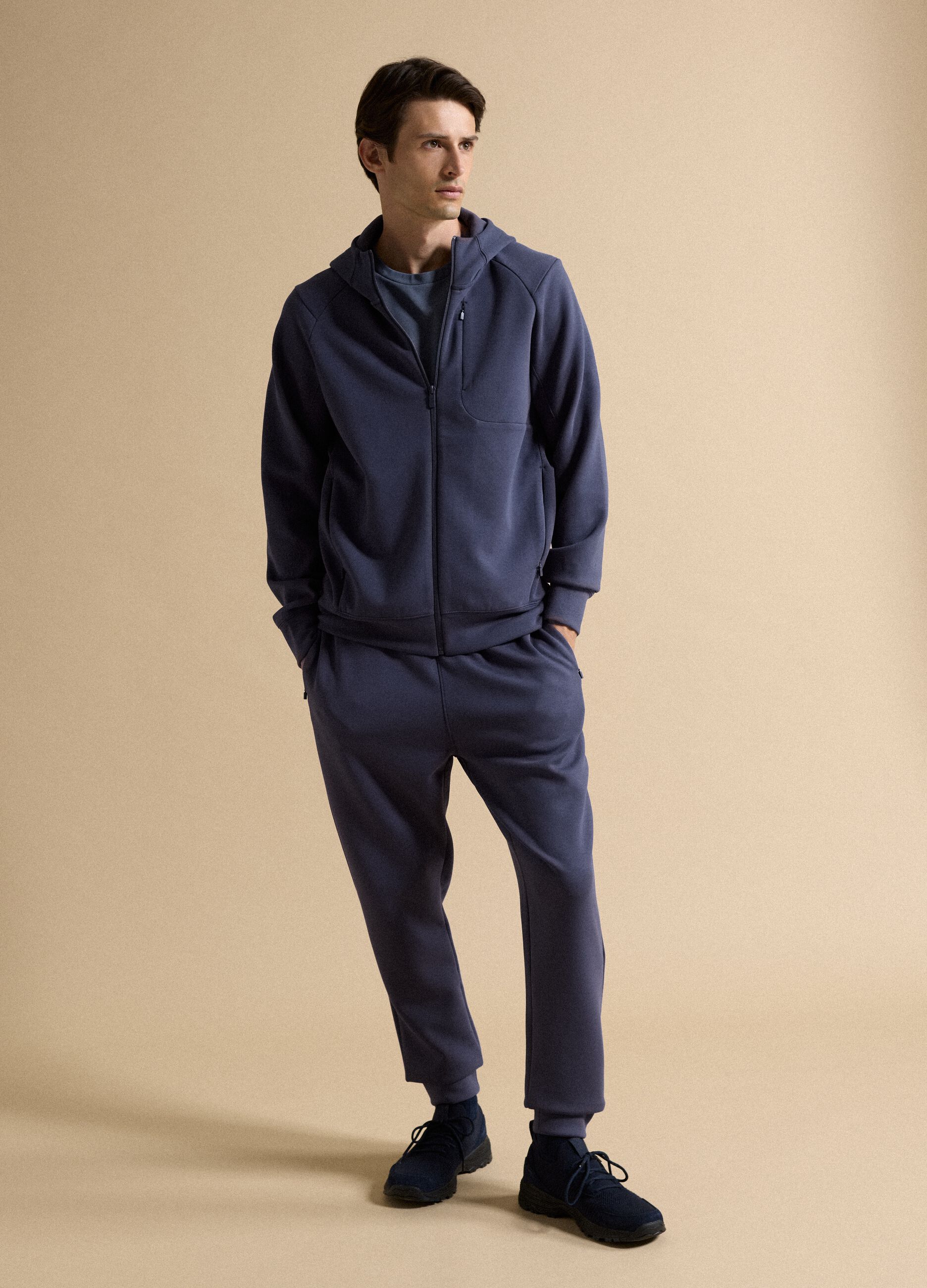 Full-zip blu traspirante in tessuto elasticizzato 2 Way Stretch