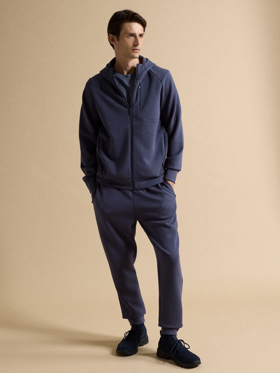 Full-zip blu traspirante in tessuto elasticizzato 2 Way Stretch_1