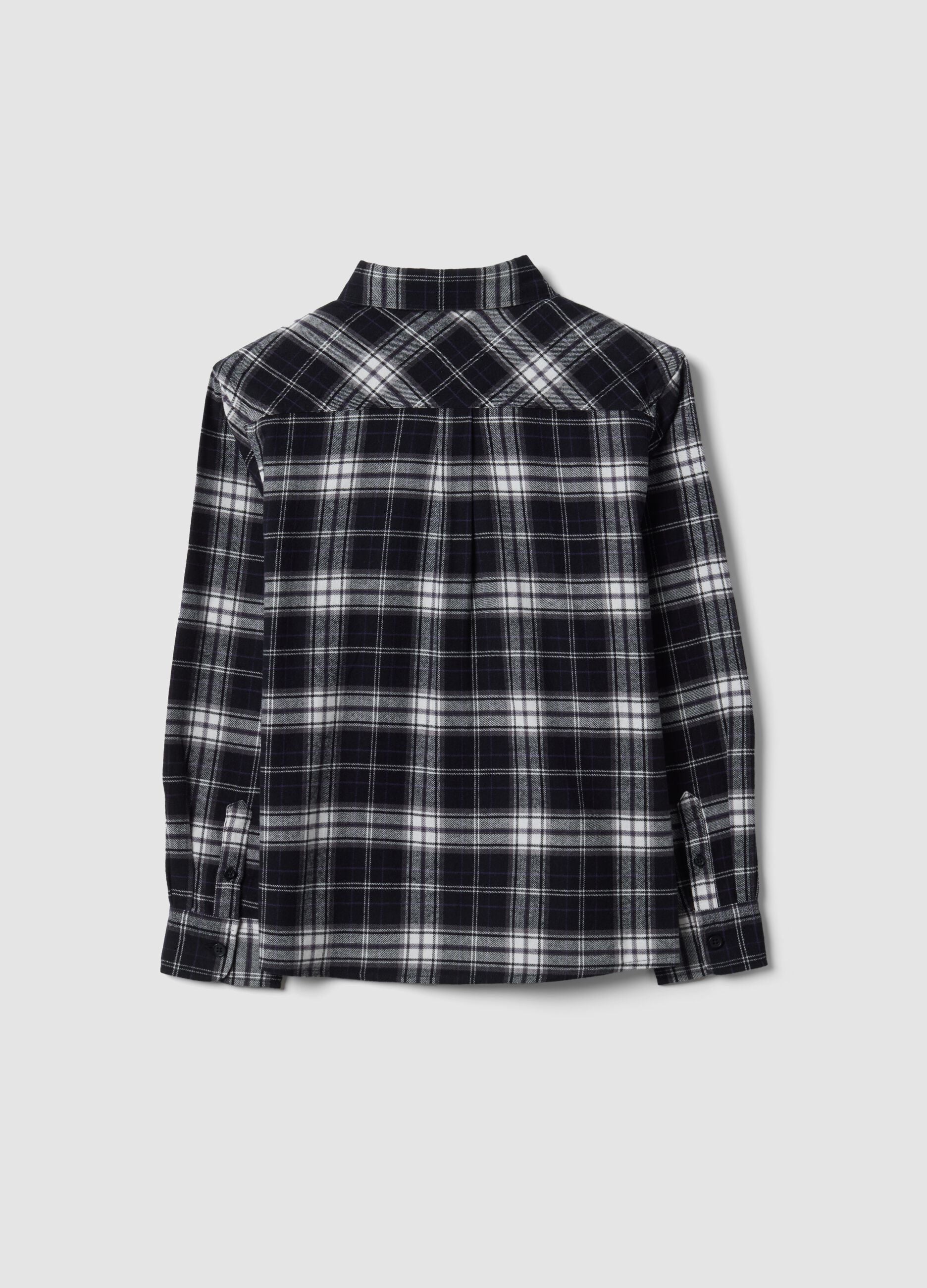 Black checked pure cotton regular-fit shirt for boys