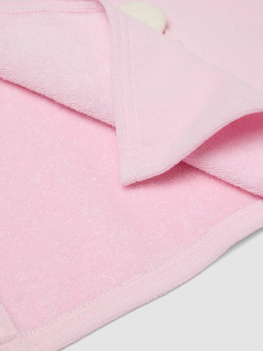 Pink organic cotton hooded poncho_3