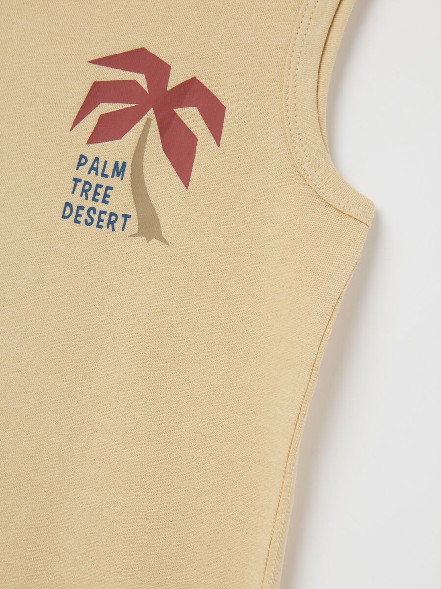 Children's beige pure cotton sleeveless top regular fit_2