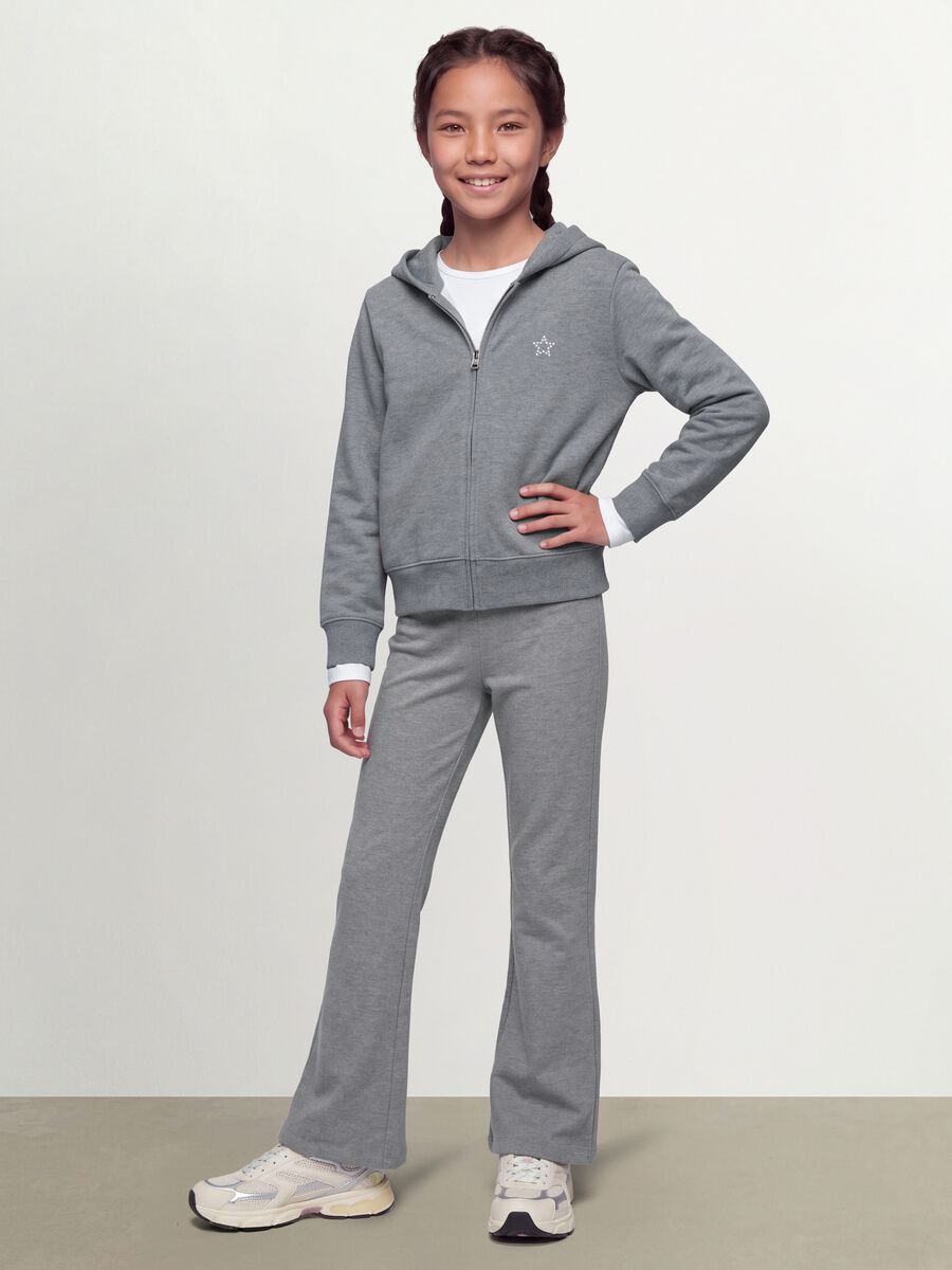 Grey organic cotton hoodie with star print, regular fit_1