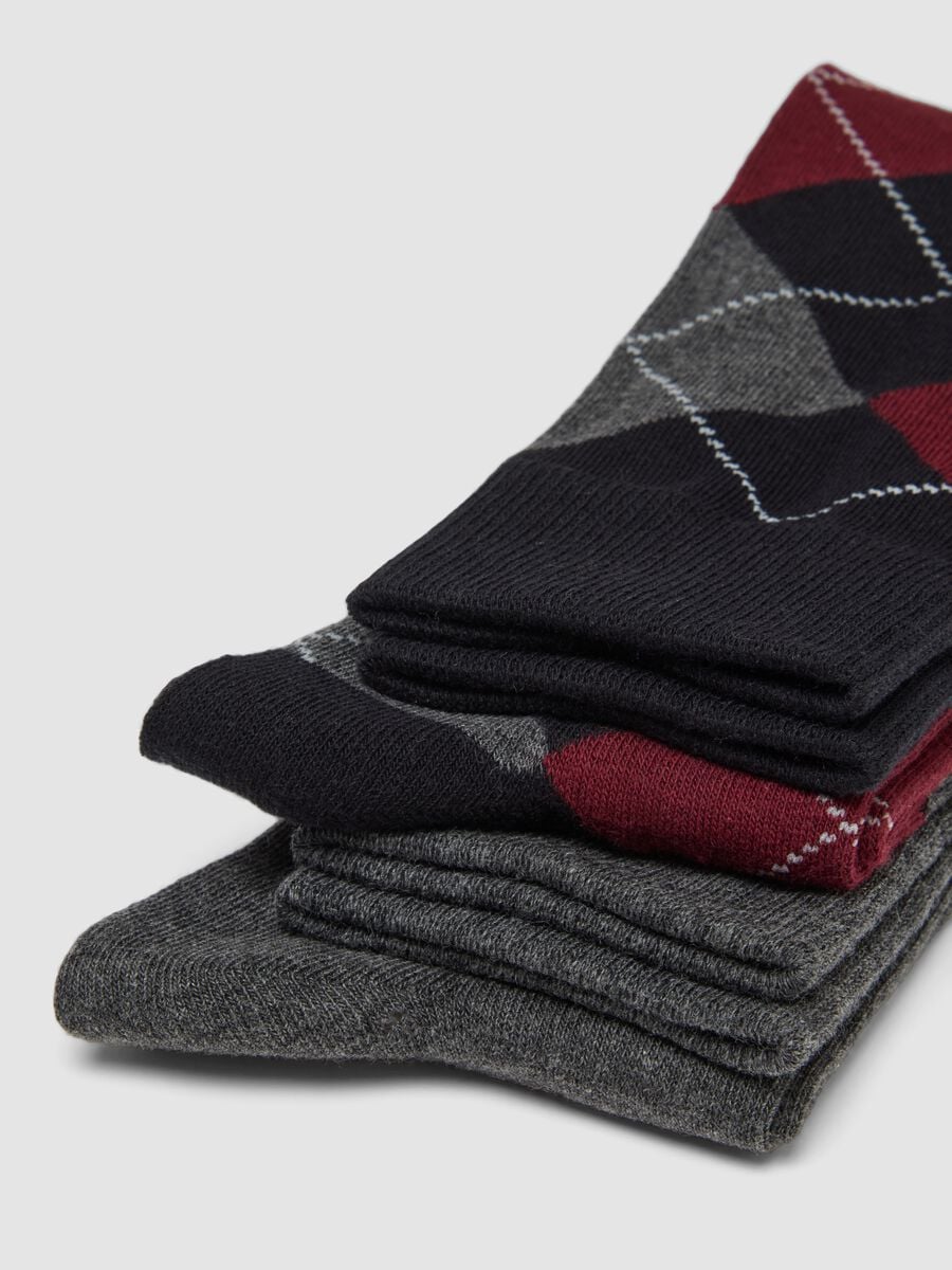 Pack of five multicolour long socks in stretch organic cotton_1