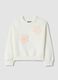 Girls' white pure cotton sweatshirt regular fit with floral embroidery_0