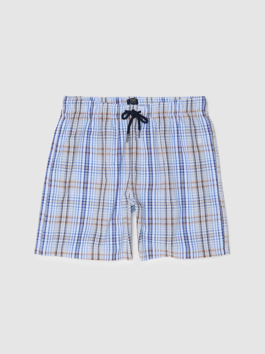 Cal&ccedil;&otilde;es de pijama em puro algod&atilde;o aos quadrados multicoloridos ajuste regular_0