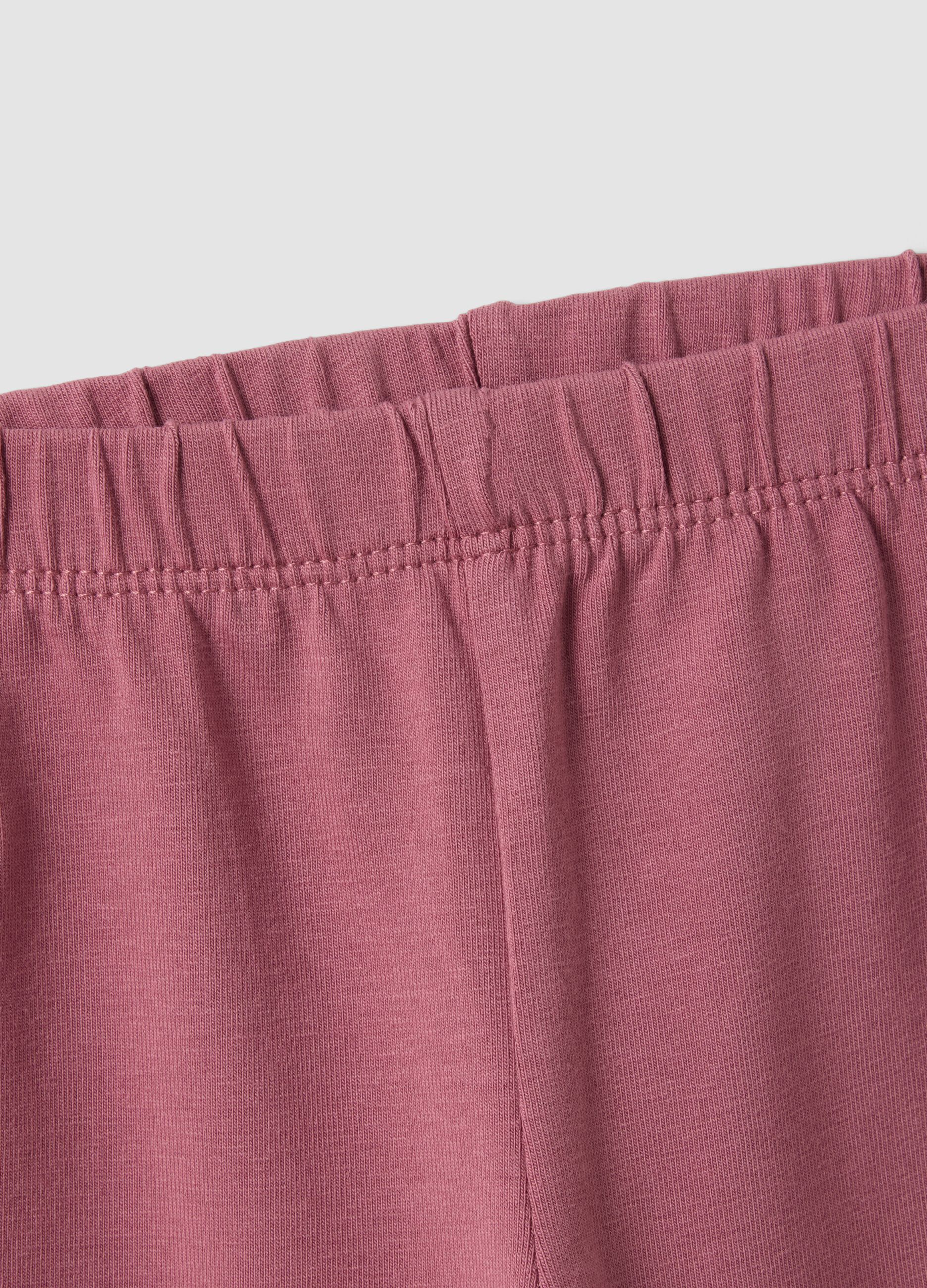 Lila Schlagleggings aus elastischem Bio-Baumwollmix mit Herzprint f&uuml;r Baby-M&auml;dchen