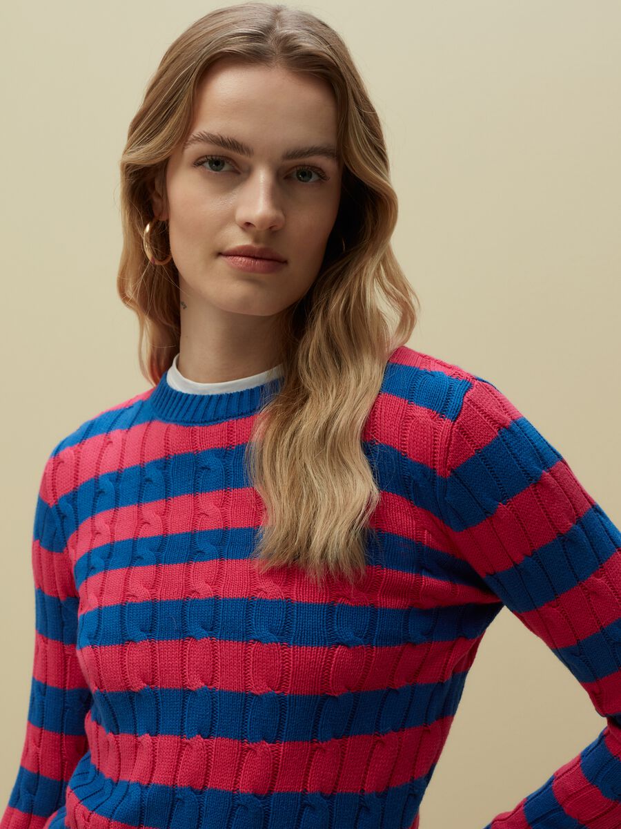 Striped pullover with ribbed design_1