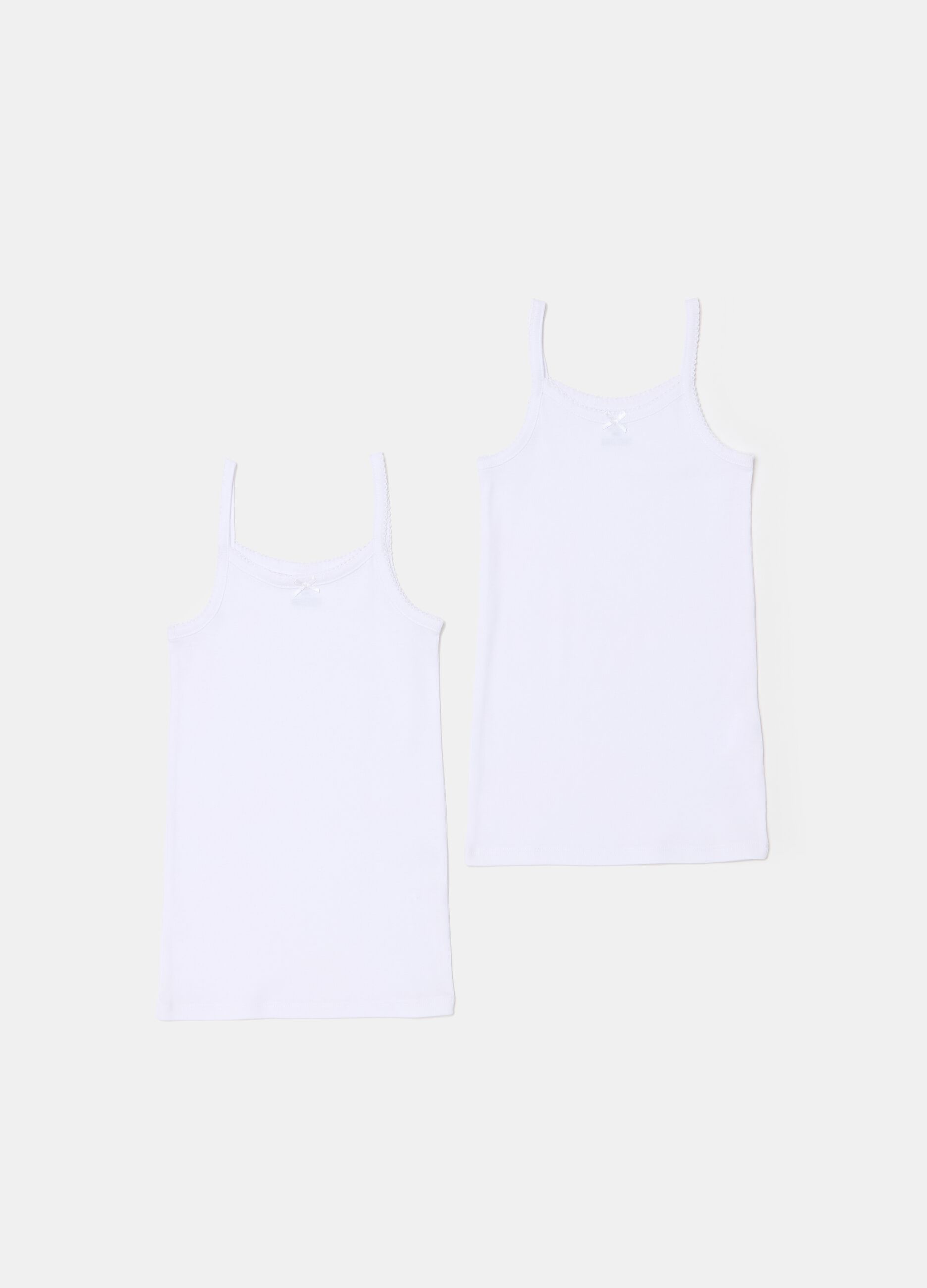 Two-pack vests in organic cotton with bow