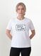 T-shirt branca em algod&atilde;o puro com gola redonda e estampado frontal, corte regular_0