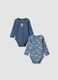 Bipack body blu in puro cotone organico a girocollo con cagnolini_0