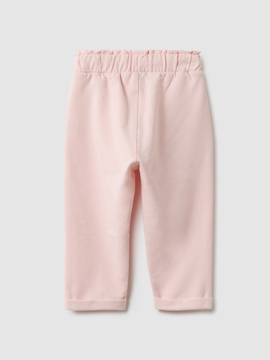 Girls' pink cotton jogger trousers with regular fit_1