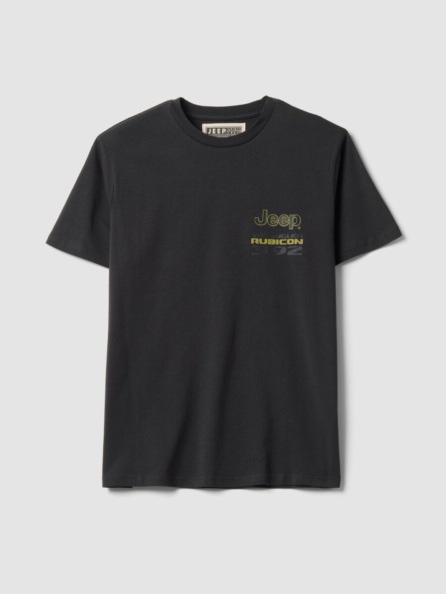 Grey pure cotton Jeep print T-shirt_0