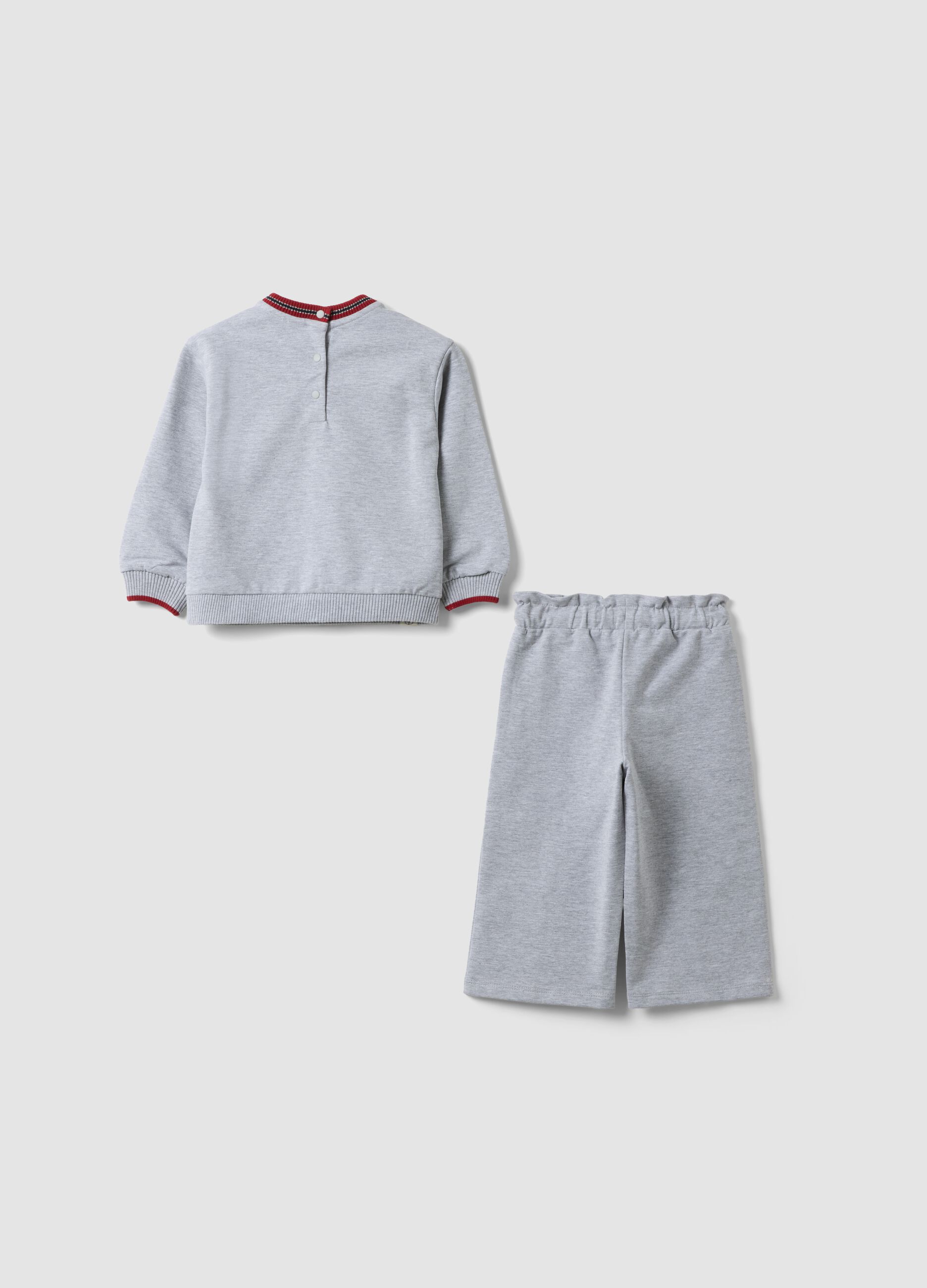 Completo grigio in cotone organico e viscosa elasticizzata e stampa Minnie