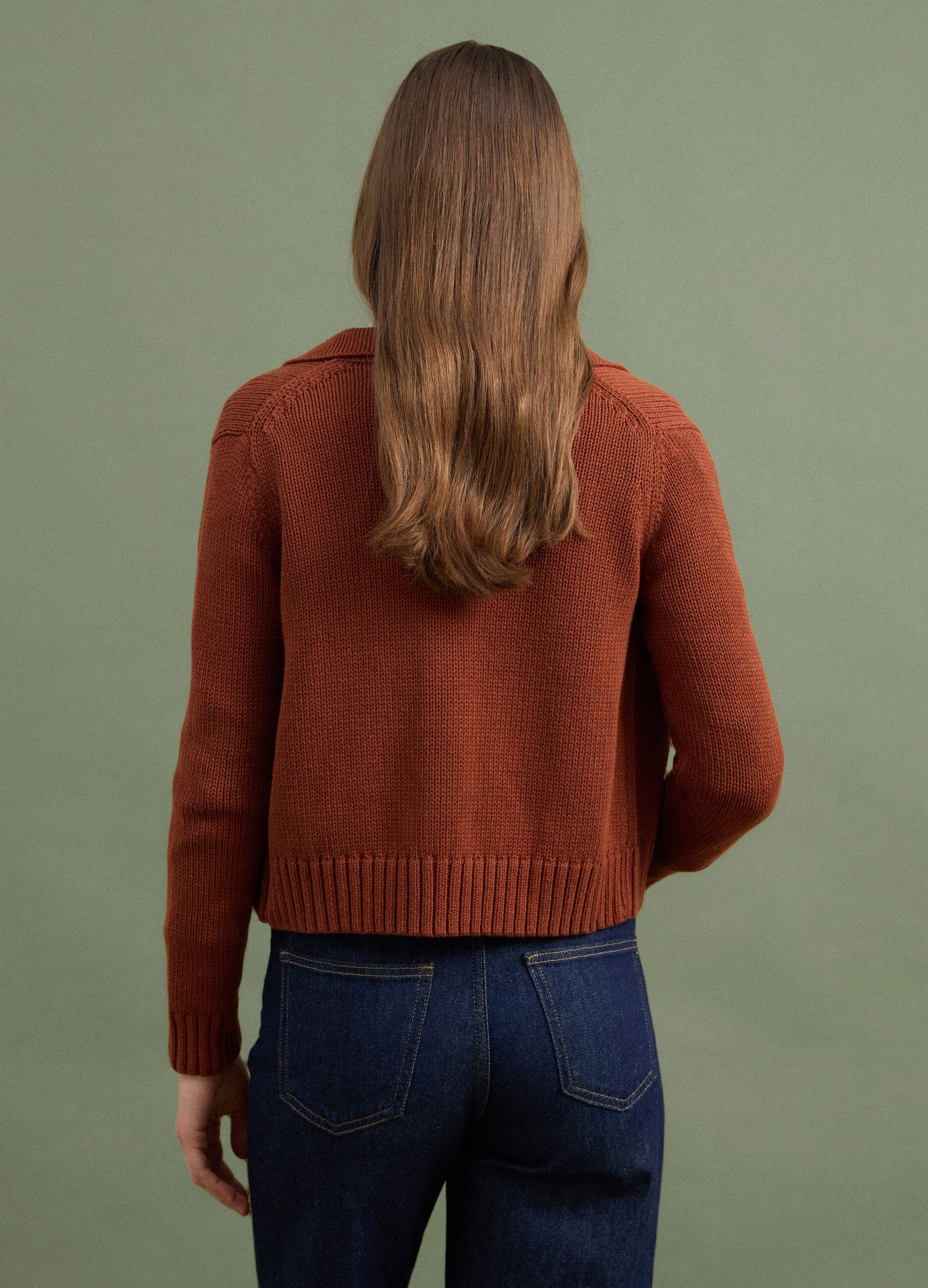 Cardigan rosso in puro cotone con bottoni regular fit