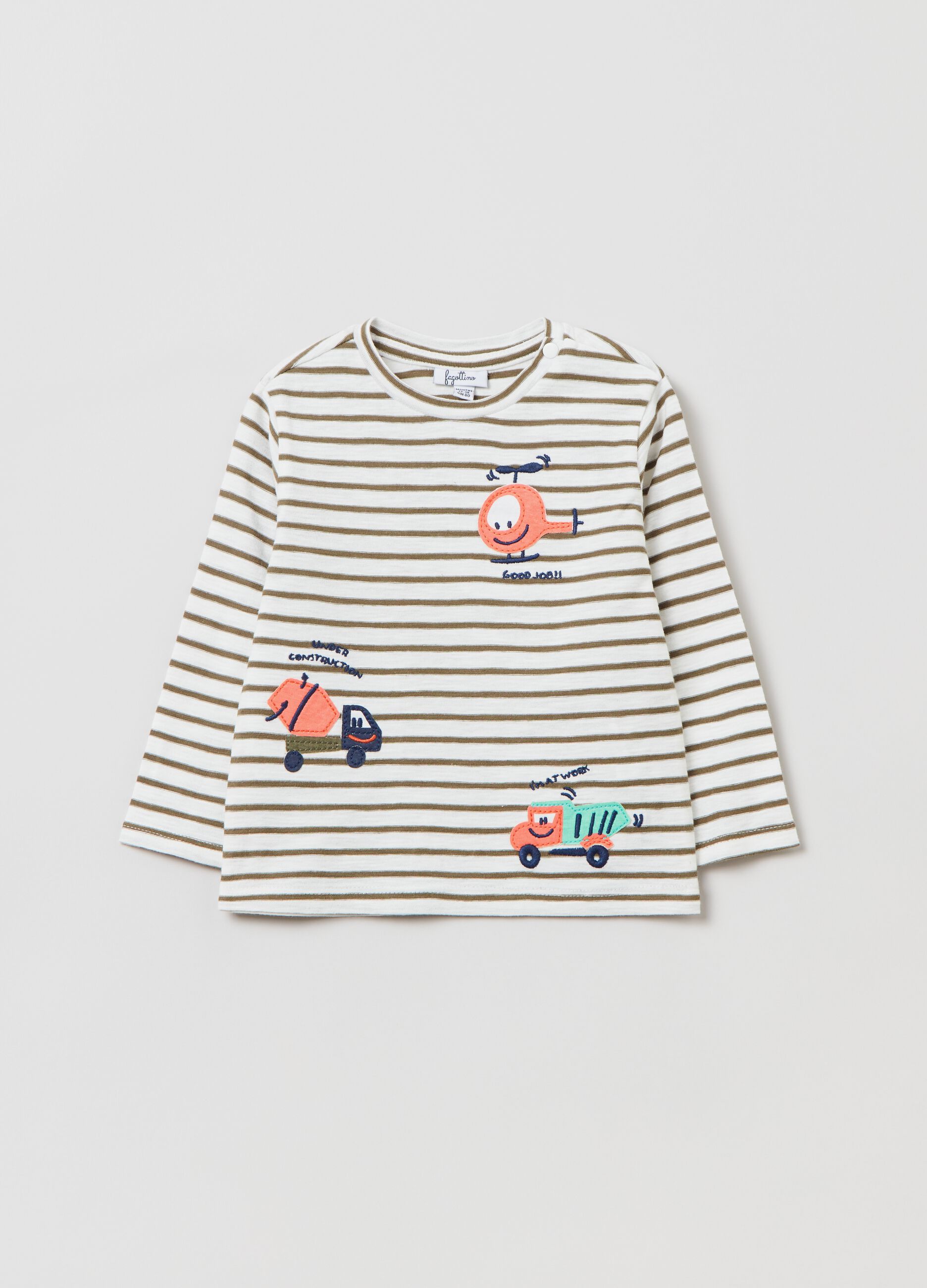 Long-sleeved T-shirt with striped pattern